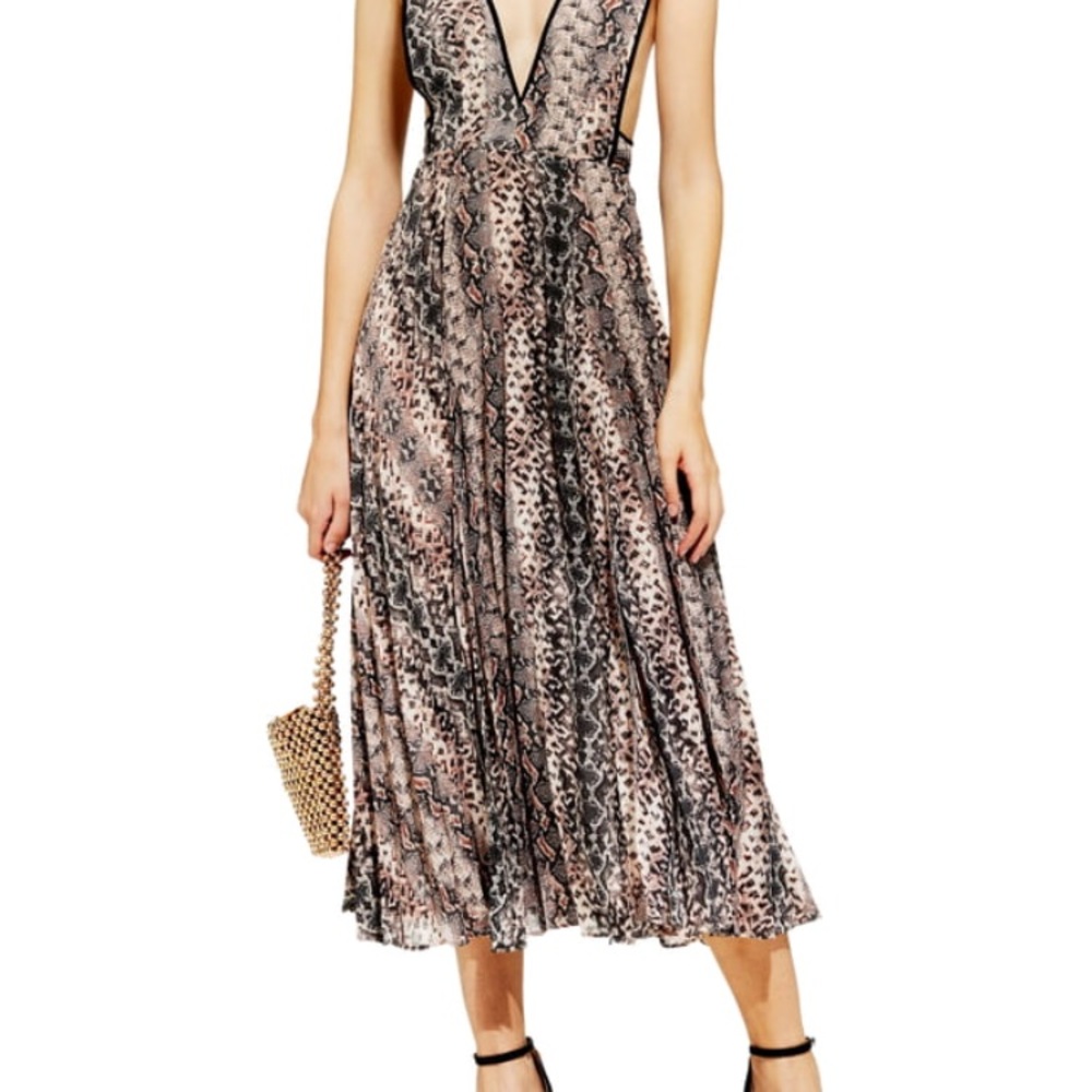 Topshop snake print pleaded dress